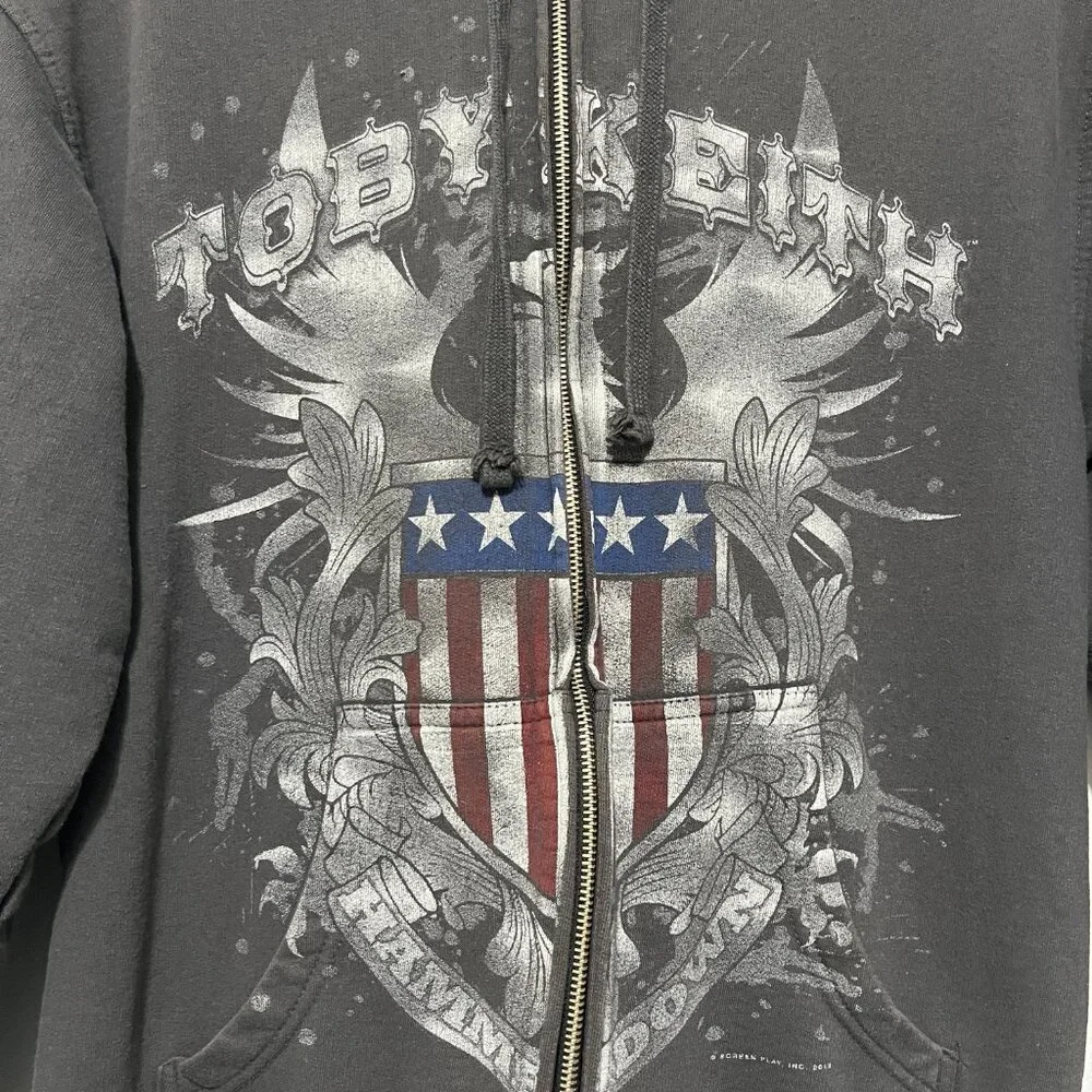 Toby Keith Hammer Down Full Zip Hoodie S/M Concert Merch Grunge Y2K Streetwear - Picture 3 of 10